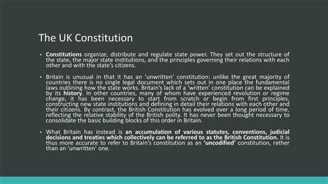 constiturion|why is the uk constitution uncodified.